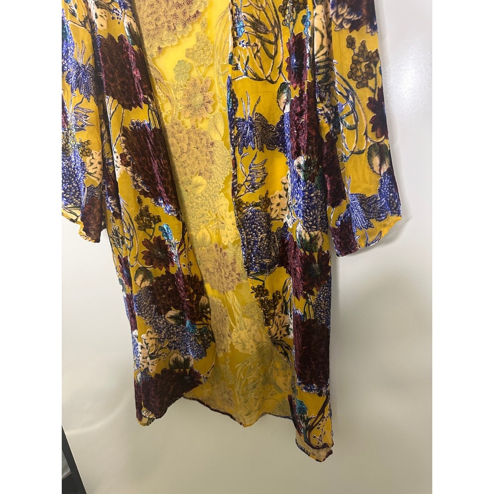 Floreat x Anthropologie Aurelia Velvet Burnout Floral Kimono O/S Hippie Boho Top - Picture 6 of 16